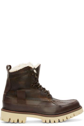 Rag And Bone Brown Leather And Shearling Spencer Boots