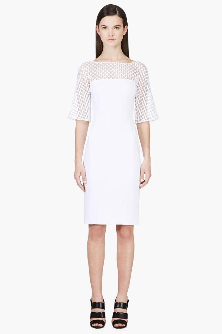 Zuhair Murad White Mesh Honeycomb Dress