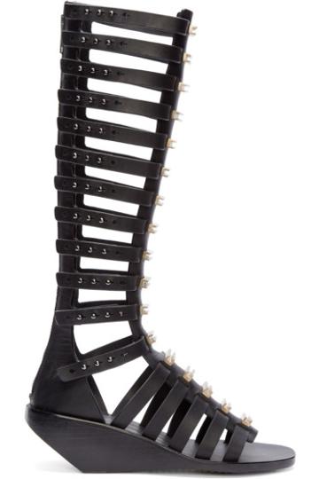 Rick Owens Black And Silver Gladiator Cage Sandals