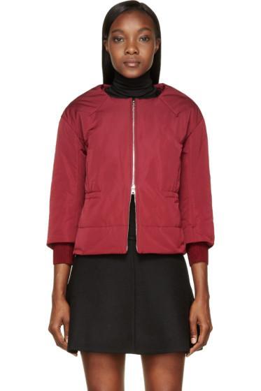 Nina Ricci Burgundy Insulated Cropped Sleeve Jacket