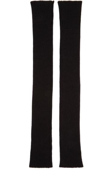 Thamanyah Black Wool Knit Fingerless Gloves