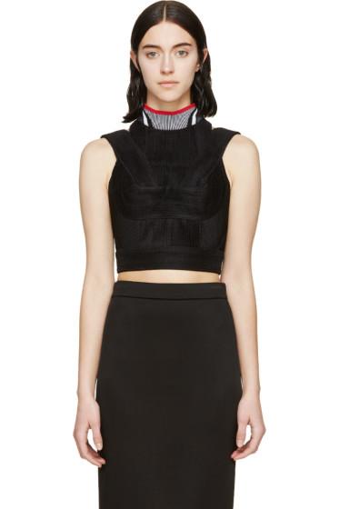 Alexander Wang Black Accordion Pleat Sport Crop Top