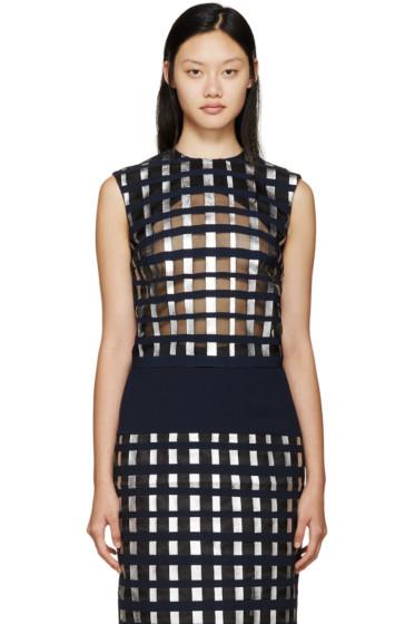 Rejina Pyo Navy And Silver Lily Lattice Top