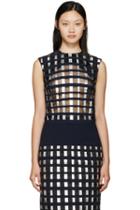 Rejina Pyo Navy And Silver Lily Lattice Top