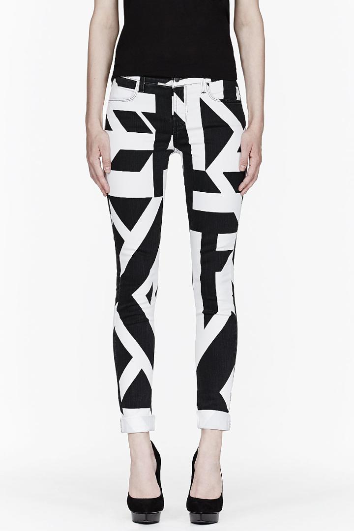 J Brand Black And White Slim Fit Cantilever Graphic Jeans