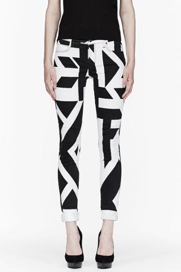 J Brand Black And White Slim Fit Cantilever Graphic Jeans