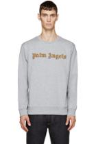 Palm Angels Grey Embroidered Logo Bullion Sweatshirt