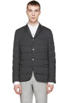 Moncler Gamme Bleu Grey Quilted Down Blazer