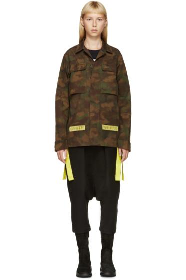Off-white Green And Brown Camouflage Sahariana Jacket