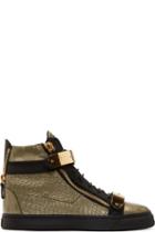 Giuseppe Zanotti Old Gold Croc-embossed Leather London High-tops