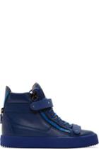 Giuseppe Zanotti Blue Leather London Praga High-top Sneakers