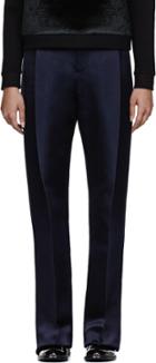 Christopher Kane Navy Double Tuck Silk-satin Trouser