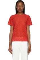 Lanvin Red Lace Poppy Blouse