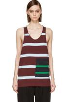 Stella Mccartney Burgundy Alternating Stripe Pocket Tank Top