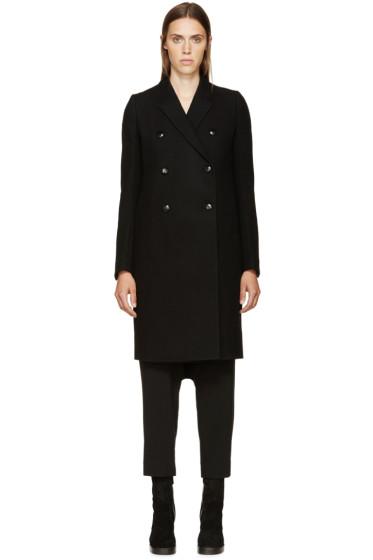 Rick Owens Black Wool Double-breasted Coat
