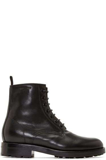 Saint Laurent Black Leather Combat Boots