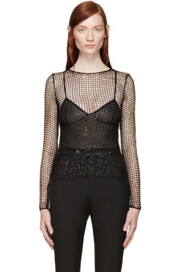 Saint Laurent Black Sequined Mesh Top