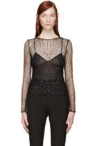 Saint Laurent Black Sequined Mesh Top