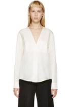 Jil Sander Ivory Silk V-neck Blouse