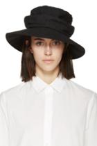 Ys Black Linen Bucket Hat