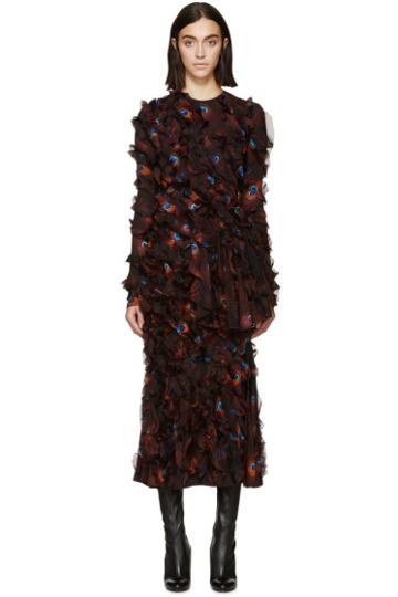 Givenchy Multicolor Chiffon Printed Peacock Dress