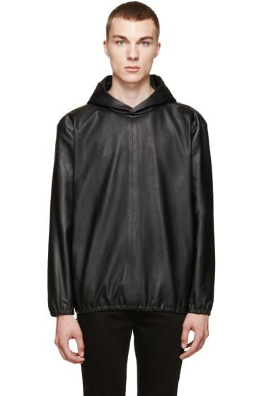 Paul Smith Black Leather Side-zip Hoodie