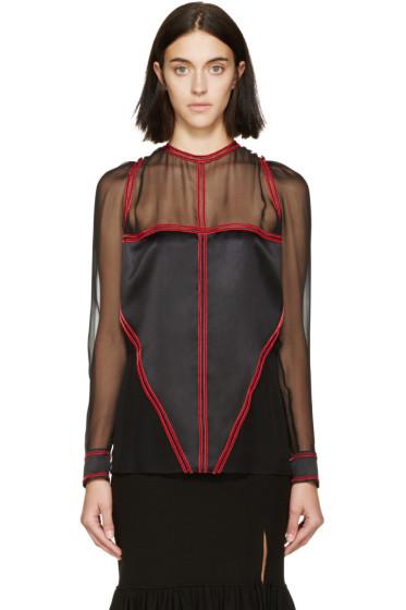 Givenchy Black And Red Chiffon Blouse