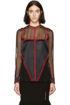 Givenchy Black And Red Chiffon Blouse