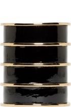 Balmain Black Leather Gold Stacked Cuff