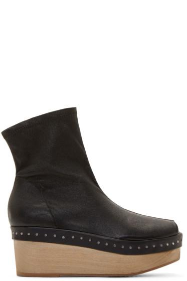 Rick Owens Black Leather Scuba Platforms