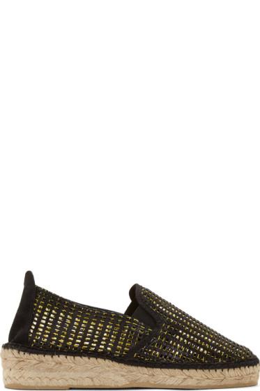 Prism Black Leather Mesh Marroca Espadrilles