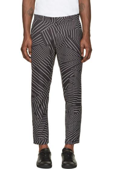 Christopher Kane Black And White Deconstructed Pinstripe Turn Up Trousers