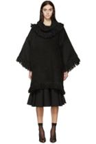Dolce And Gabbana Black Alpaca Fringe Poncho
