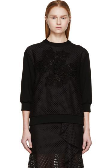 Erdem Black Eyelet And Lace Aria Pullover
