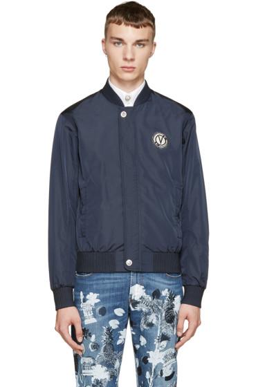 Versus Navy Nylon Anthony Vaccarello Edition Bomber Jacket