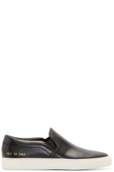 Common Projects Black Leather Slip-on Sneakers