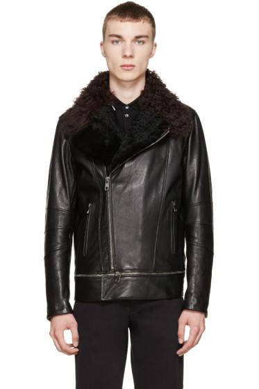 Dolce And Gabbana Black Shearling Biker Jacket