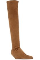 Rick Owens Brown Suede Stretch Boots