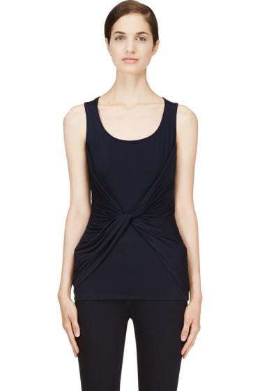 Alexander Mcqueen Navy Twist Knot Jersey Tank Top