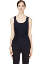 Alexander Mcqueen Navy Twist Knot Jersey Tank Top