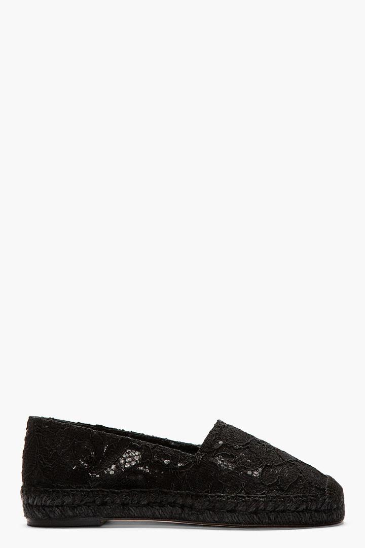 Dolce And Gabbana Black Lace Espadrilles