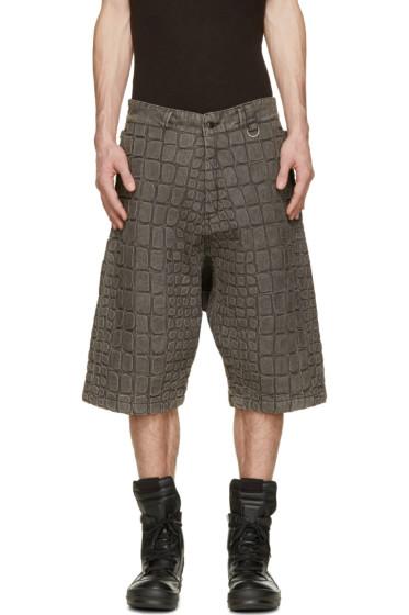 Ktz Grey Denim Croc Washed Shorts