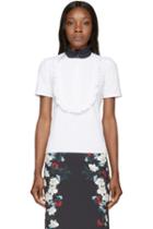 Erdem White And Navy Ruffled Deacon Top