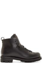 Feit Black Leather And Wool Hiker Boots
