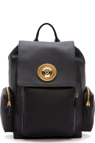 Versace Black Leather Medusa Backpack