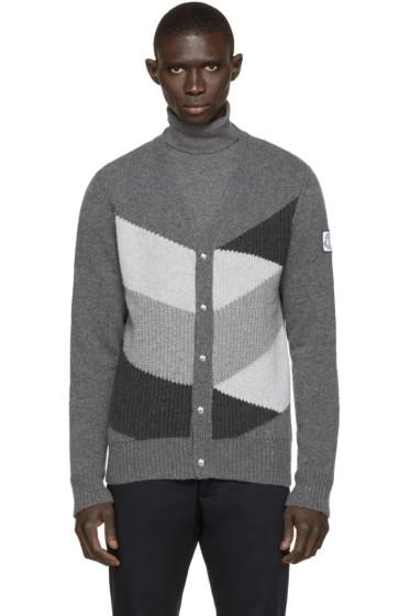 Moncler Gamme Bleu Grey Knit Cardigan