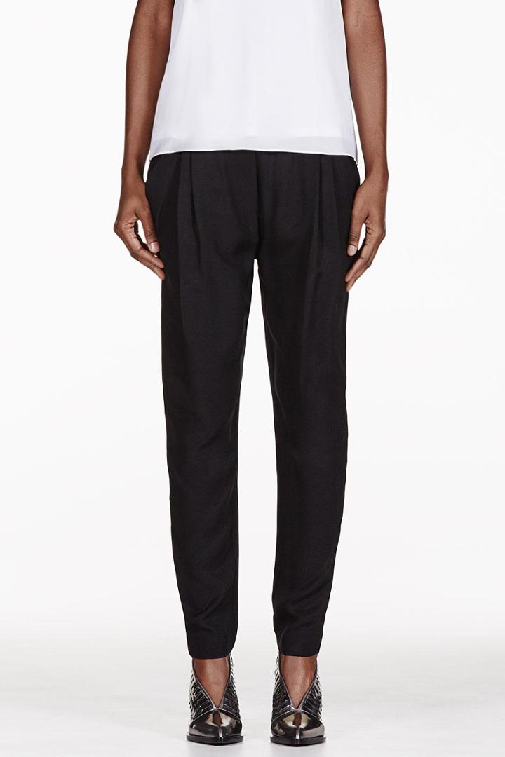 3.1 Phillip Lim Black Silk Draped Pocket Harem Trouser