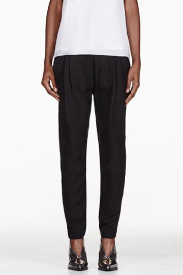 3.1 Phillip Lim Black Silk Draped Pocket Harem Trouser