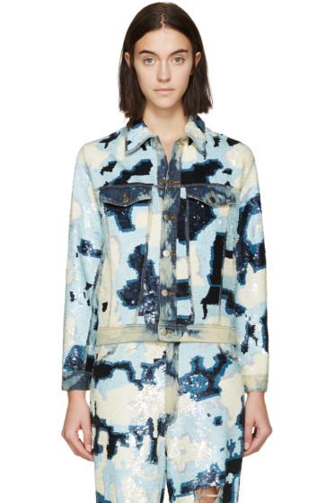 Ashish Blue And White Sequined Denim Jacket