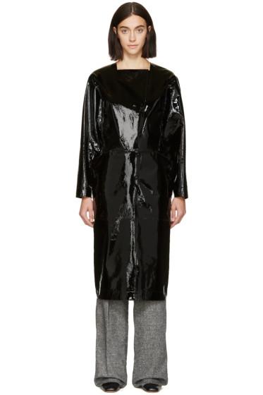 Loewe Black Patent Asymmetric Opening Dress